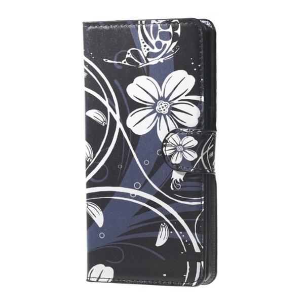 Plånboksfodral Samsung Galaxy A6 Plus - Svart med Blommor