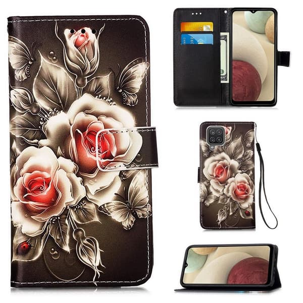 Plånboksfodral Samsung Galaxy A12 - Rosor