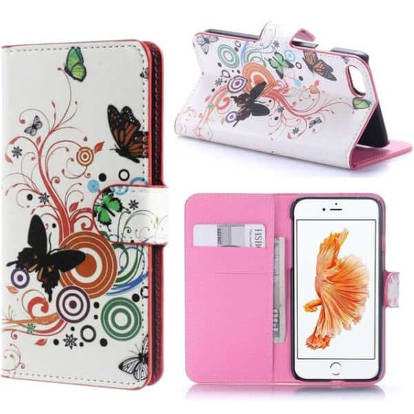Plånboksfodral Apple iPhone 8 - Vit med Fjärilar