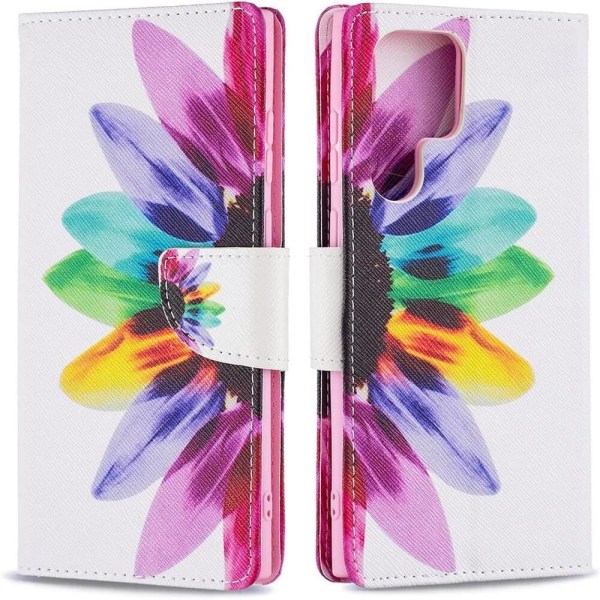 Lompakkokotelo Samsung Galaxy S22 Ultra - Värikäs Kukka