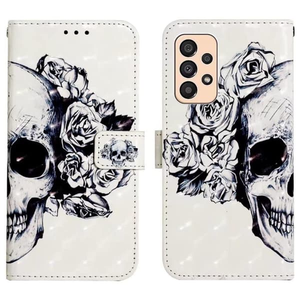 Plånboksfodral Samsung Galaxy A33 – Döskalle / Rosor
