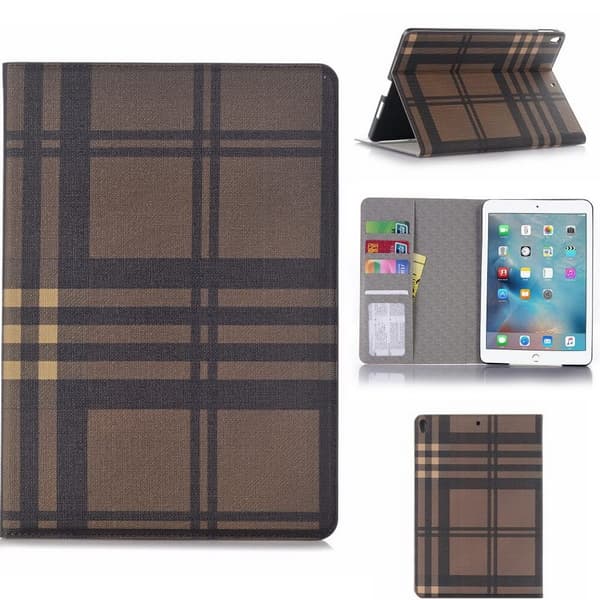 Plånboksfodral iPad 10,2" (2019) Rutmönster - 3 Färger Brun