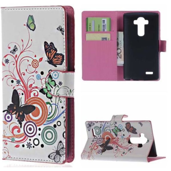 Plånboksfodral LG G4 - Vit med Fjärilar