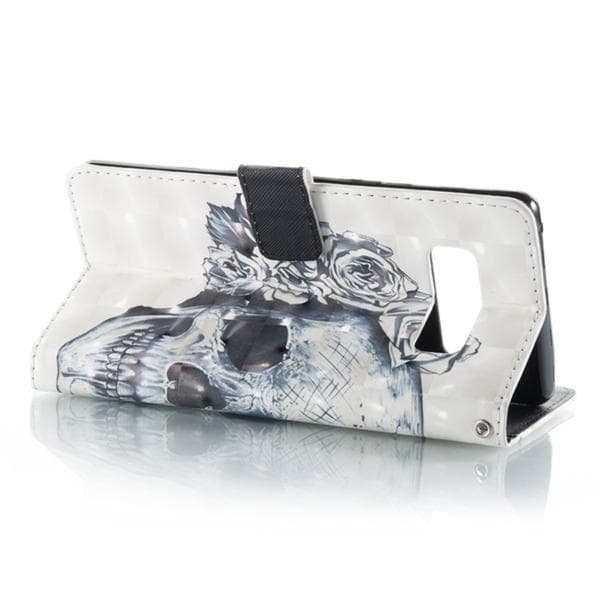 Plånboksfodral Samsung Galaxy Note 8 – Döskalle / Rosor