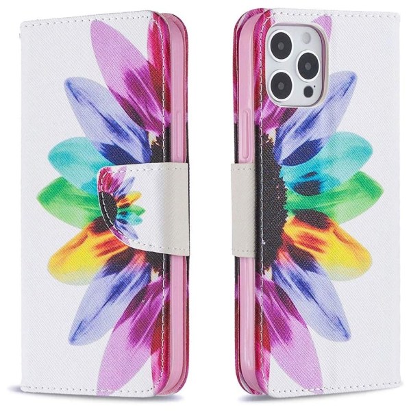 Lompakkokotelo iPhone 12 Pro - Värikäs Kukka