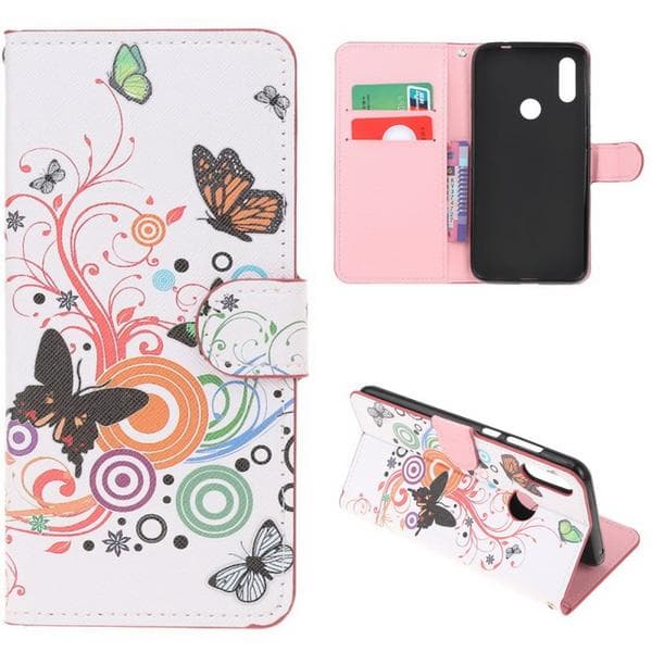 Plånboksfodral Huawei Y6 2019 - Vit med Fjärilar