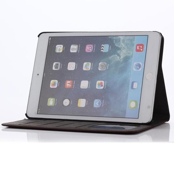 Plånboksfodral Ipad Mini 4 - Trä (välj mellan 4 färger) Mörkbrun