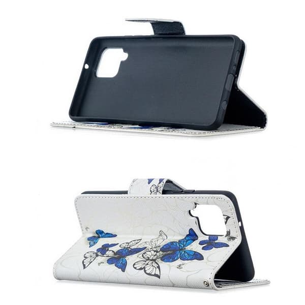 Lompakkokotelo Samsung Galaxy A12 - Siniset Ja Valkoiset Perhoset