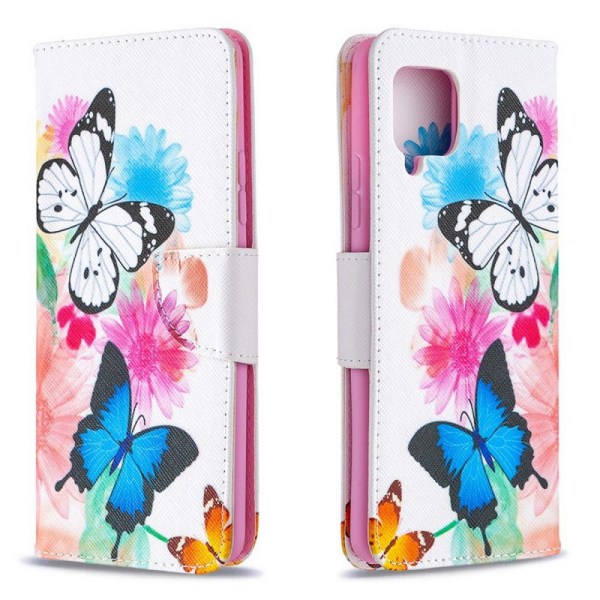 Plånboksfodral Samsung Galaxy A12 - Färgglada Fjärilar