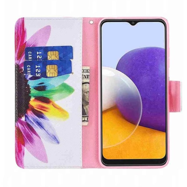 Plånboksfodral Samsung Galaxy A22 5G – Färgglad Blomma