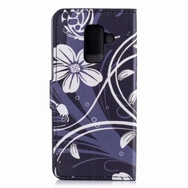 Plånboksfodral Samsung Galaxy A6 Plus - Svart med Blommor