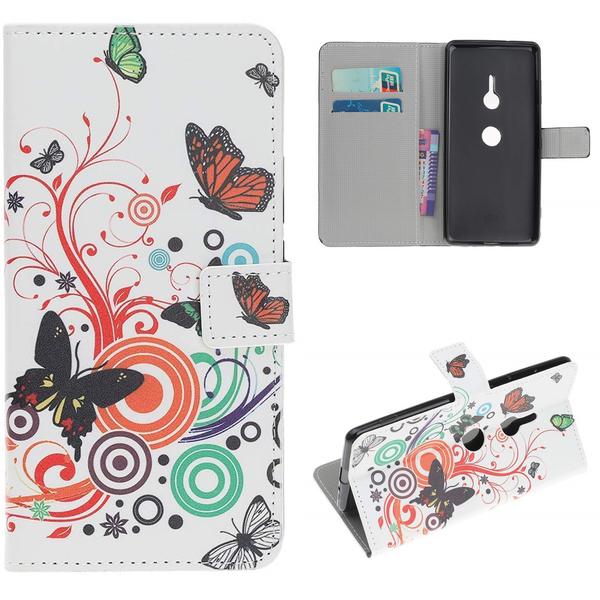 Plånboksfodral Sony Xperia XZ3 - Vit med Fjärilar