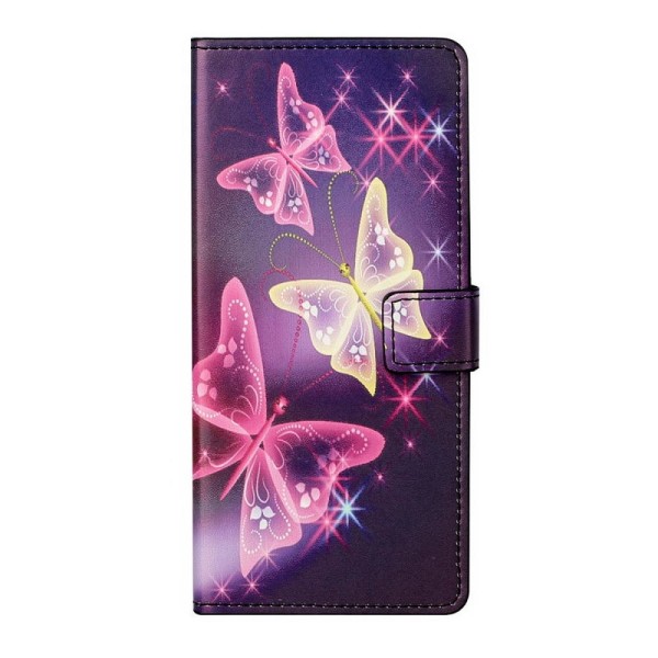 Lompakkokotelo Samsung Galaxy S21 Ultra - Liila / Perhoset