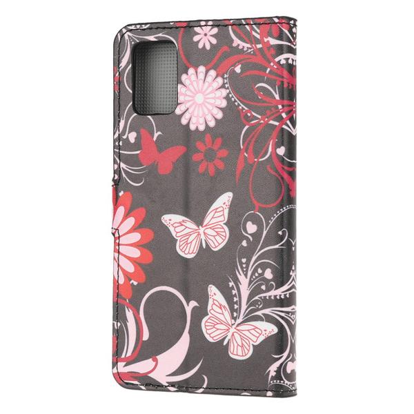 Lompakkokotelo Samsung Galaxy A51 - Musta perhosilla