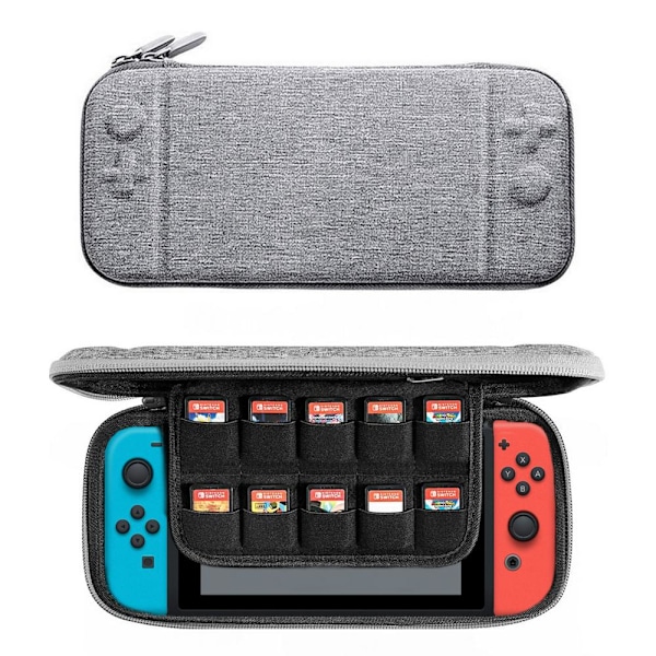 Slimmat Case/Väska till Nintendo Switch  (10 kortfack) grå