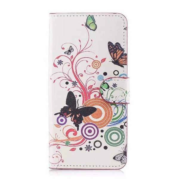 Plånboksfodral OnePlus 6T - Vit med Fjärilar
