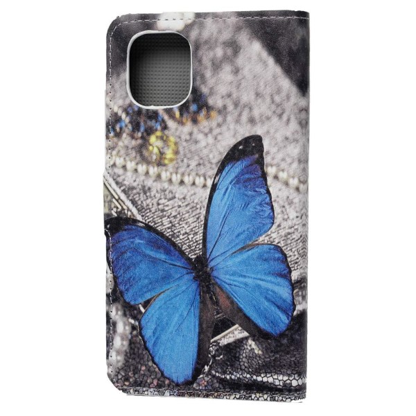 Lompakkokotelo iPhone 12 Mini - Sininen Perhonen