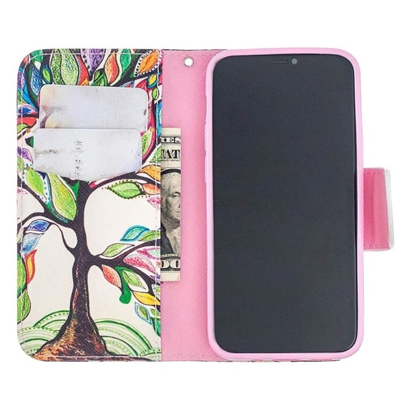 Lompakkokotelo iPhone 12 Mini - Värikäs Puu