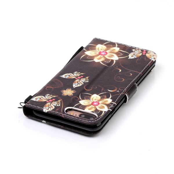 Plånboksfodral iPhone 7 Plus – Blommor i Guld