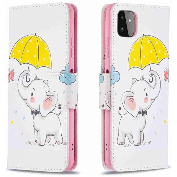 Lompakkokotelo Samsung Galaxy A03 - Elefantti Sateenvarjolla