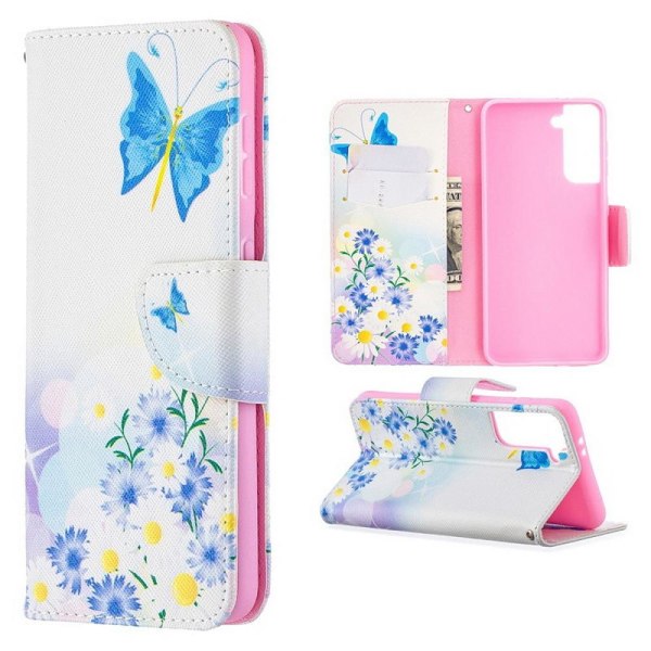 Lompakkokotelo Samsung Galaxy S22 - Perhosia Ja Kukkia
