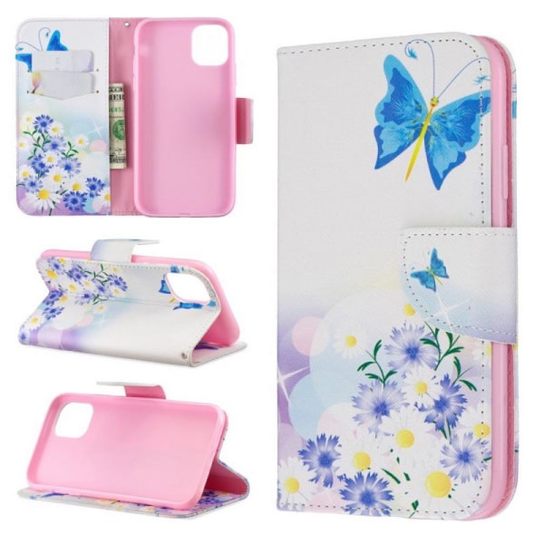 Lompakkokotelo iPhone 13 - Perhosia Ja Kukkia