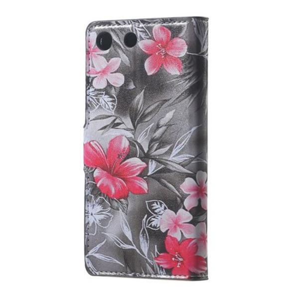Plånboksfodral Sony Xperia M5 - Svartvit med Blommor