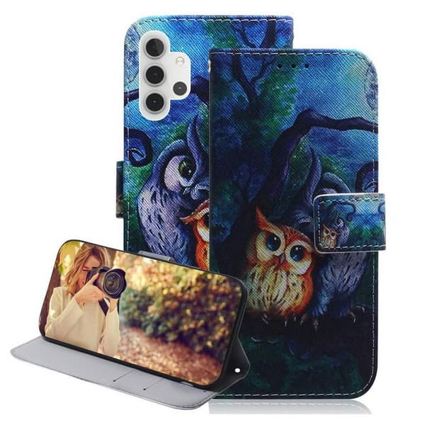 Lompakkokotelo Samsung Galaxy A32 - Pöllöt Kuunvalossa