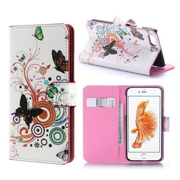 Plånboksfodral iPhone SE (2022) - Vit med Fjärilar