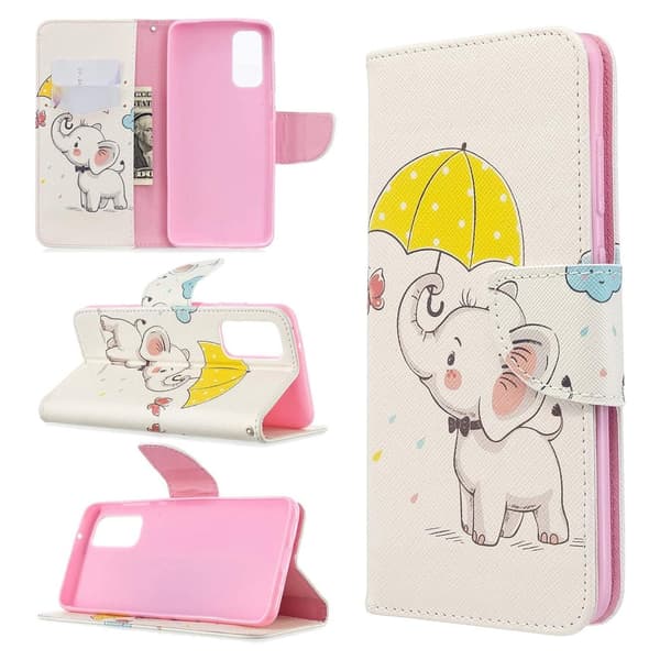 Plånboksfodral Samsung Galaxy S20 FE - Elefant med Paraply