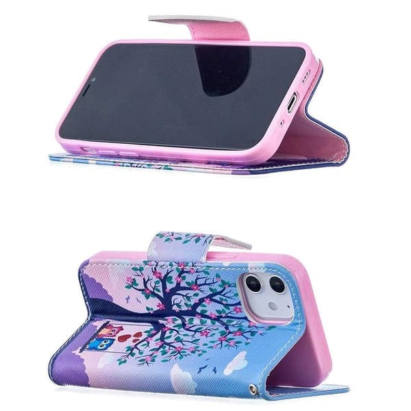 Lompakkokotelo iPhone 12 Mini - Pöllöt Keinussa