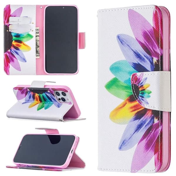Lompakkokotelo iPhone 15 Pro Max - Värikäs Kukka