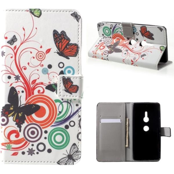 Plånboksfodral Sony Xperia XZ2 - Vit med Fjärilar