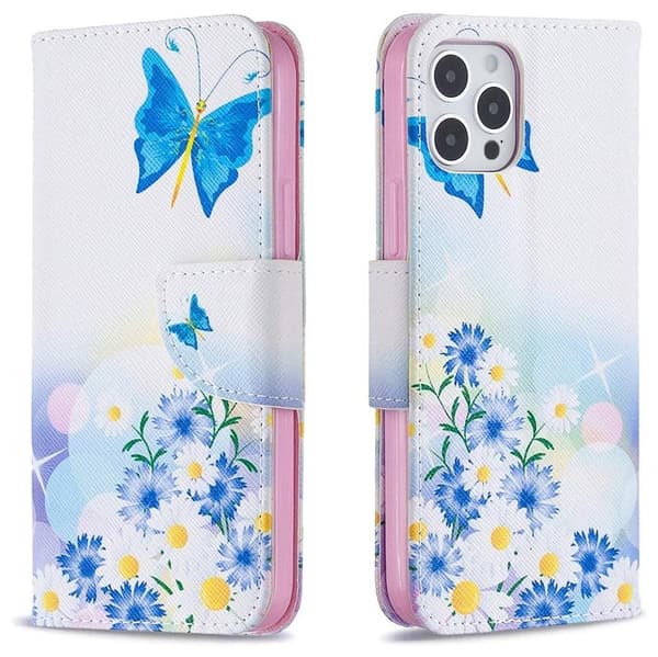 Plånboksfodral iPhone 13 Pro Max – Fjärilar och Blommor