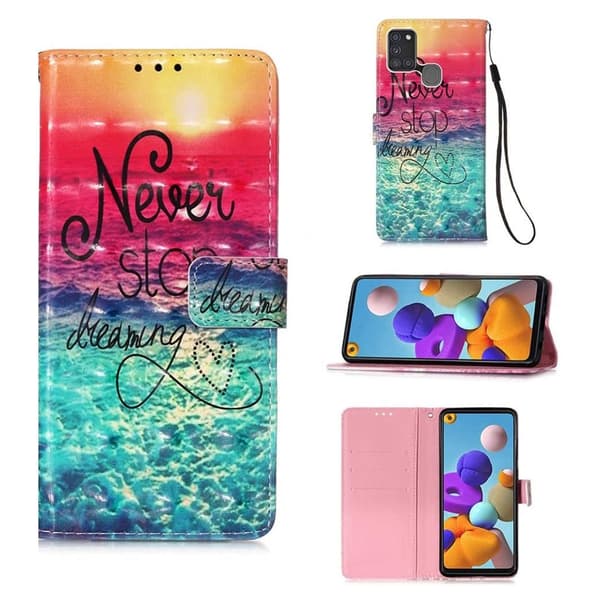 Lompakkokotelo Samsung Galaxy A21s - Never Stop Dreaming