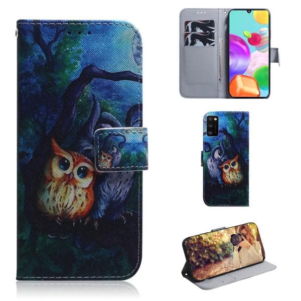 Lompakkokotelo Samsung Galaxy A41 - Pöllöt Kuunvalossa
