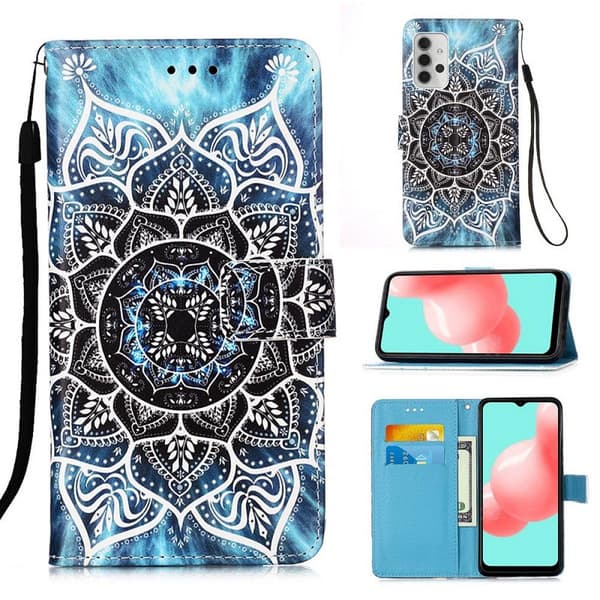 Lompakkokotelo Samsung Galaxy A32 - Sininen Mandala