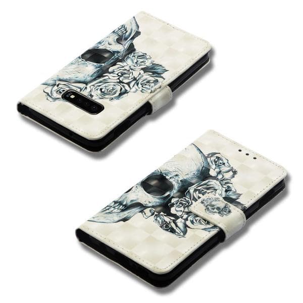 Plånboksfodral Samsung Galaxy S10e – Döskalle / Rosor