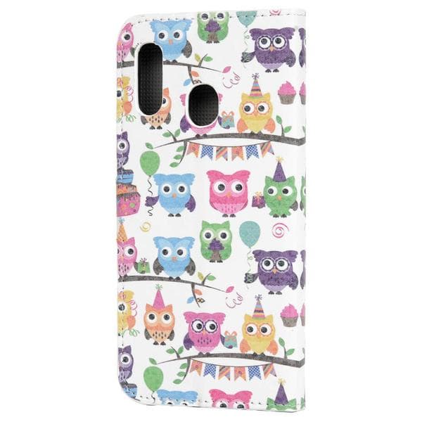 Lompakkokotelo Samsung Galaxy A20e - Pöllöt Juhlissa