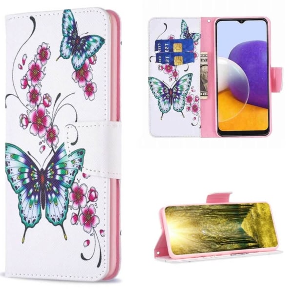 Lompakkokotelo Samsung Galaxy A14 - Perhosia Ja Kukkia