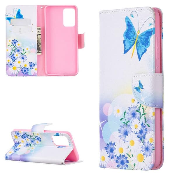 Plånboksfodral Samsung Galaxy A72 – Fjärilar och Blommor
