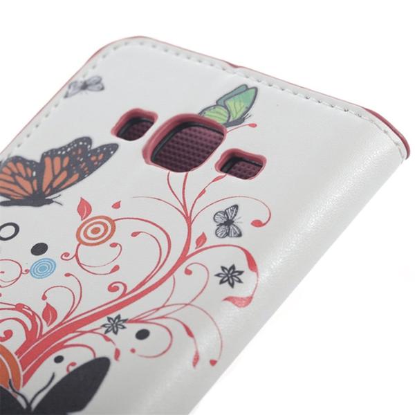 Plånboksfodral Samsung Galaxy J1 (2016) - Vit med Fjärilar