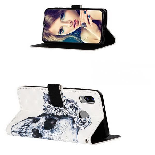 Lompakkokotelo Samsung Galaxy A20e - Pääkallo / Ruutu