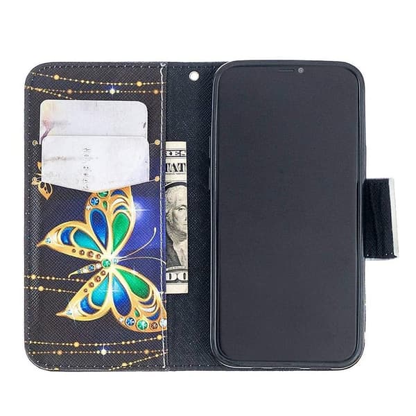 Lompakkokotelo iPhone 12 Pro Max - Kultainen Perhonen