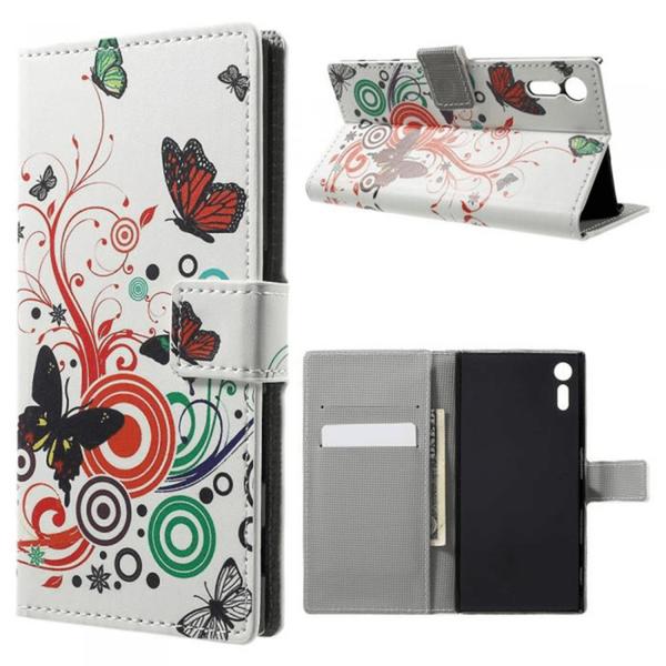 Plånboksfodral Sony Xperia XZ och XZs - Vit med Fjärilar