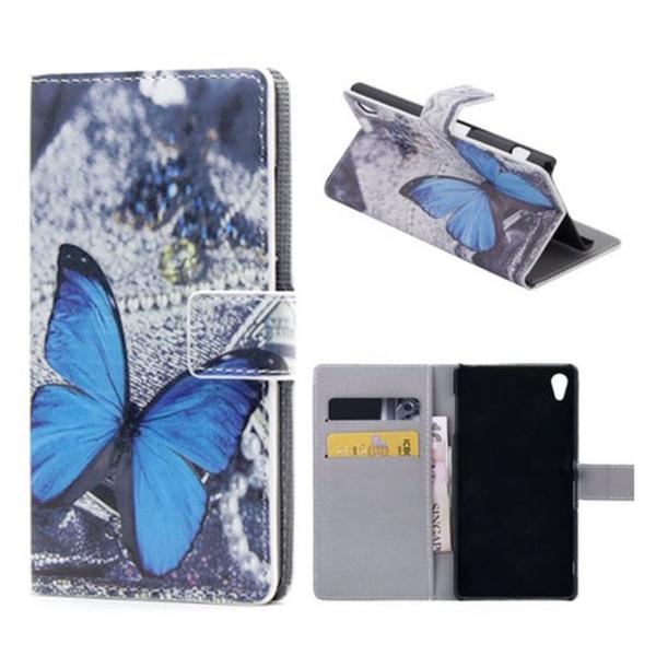 Plånboksfodral Sony Xperia XA – Blå Fjäril