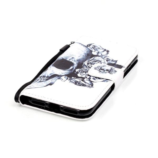 Plånboksfodral Apple iPhone 8 – Döskalle / Rosor