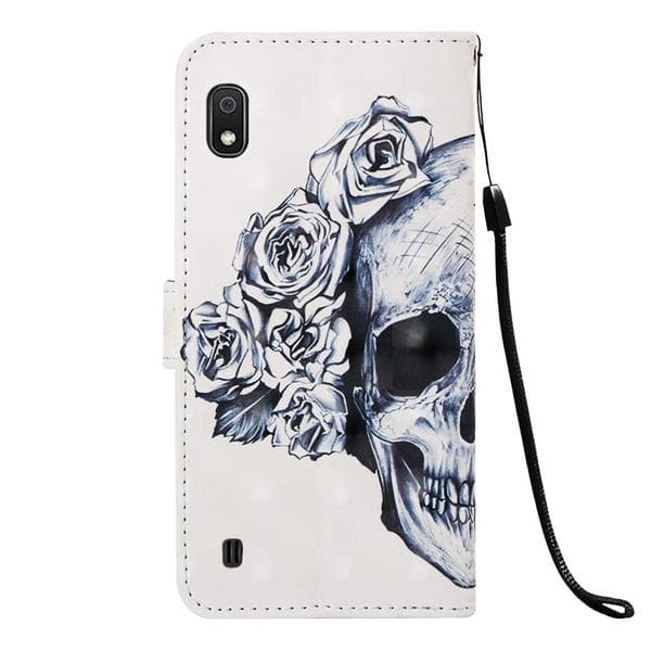 Plånboksfodral Samsung Galaxy A10 – Döskalle / Rosor
