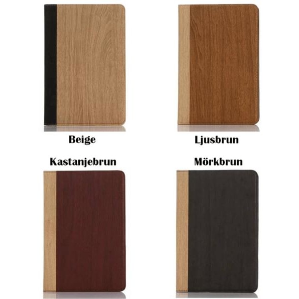 Plånboksfodral Ipad Mini 4 - Trä (välj mellan 4 färger) Kastanjebrun