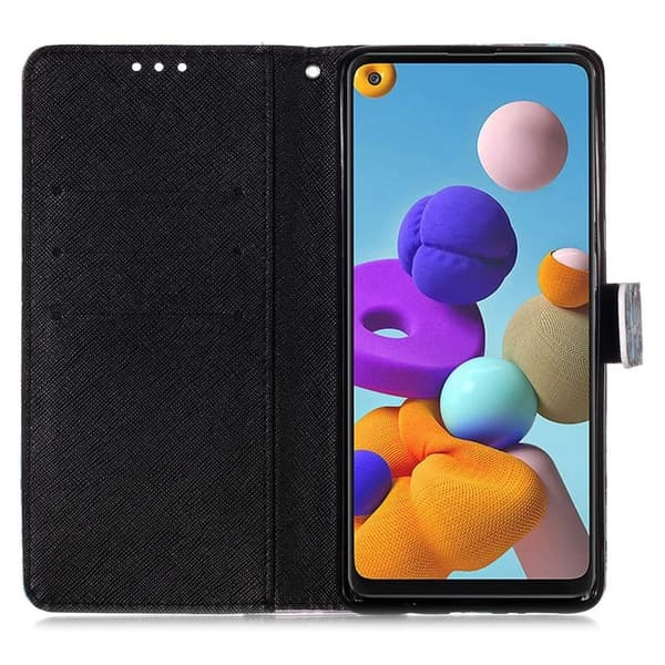 Lompakkokotelo Samsung Galaxy A21s - Pääkallo / Ruutu